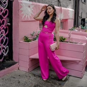 Katie May strapless Barbie pink jumpsuit